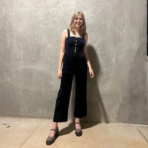 Anthropologie Velvet Navy Jumpsuit